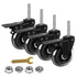 3" Heavy Duty Stem Caster Wheels with Safety Dual Locking, No Noise Swivel Rubber Castors (Set of 4)