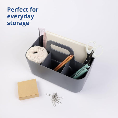 BLUE GINKGO Multipurpose Caddy Organizer, Stackable Plastic Caddy with Handle, Grey