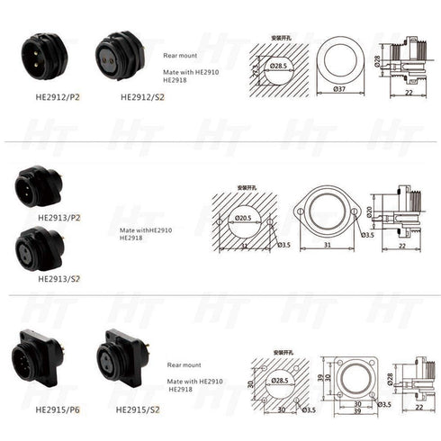 HangTon HE29 19 Pin Waterproof Connector Outdoor Industrial Electrical Power Circular Male Female Plug + Socket