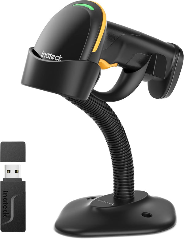 Inateck 2D Barcode Scanner with Intelligent Stand, Wireless QR Code Scanner, Handheld Scanner