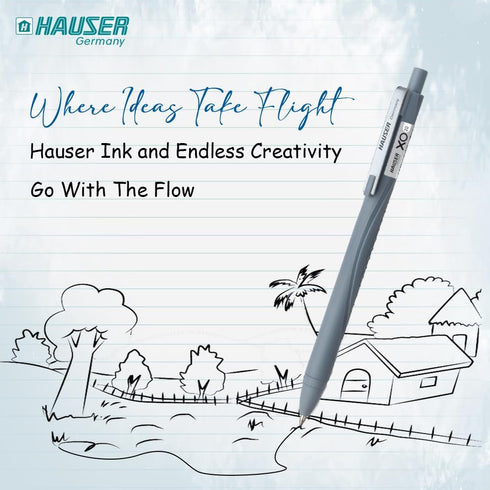 HAUSER XO 20 Black Ballpoint Pens, 12 Pc, 1.00 MM Bold Pens for School and Office Supplies