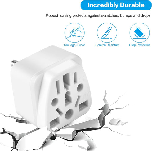 2 Pack US Travel Plug Adapter, Type B 3 Prong Grounded USA Wall Plug for EU, UK, AU, CN, JP, Asia, Italy, Brazil