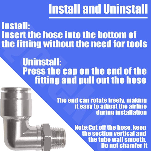 Pneumatic Push To Connect Fittings Heavy Duty Elbow, 3/8 inch Tube OD x 1/4" NPT Male Thread (5Pcs)