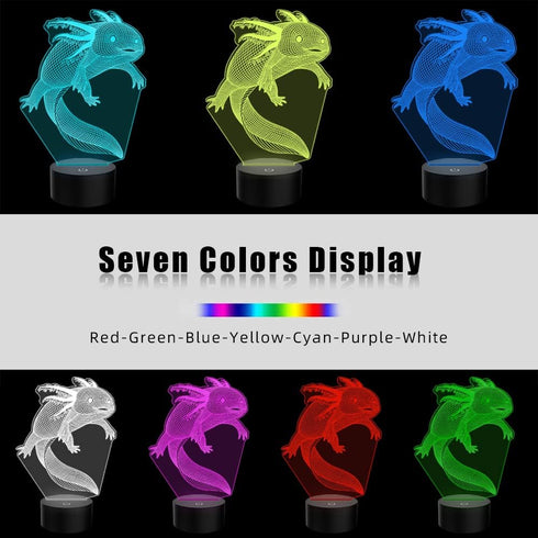 3D 16 Illusion Lamp Axolotl Led Night Light, Colors Changing USB Desk Lamps with Remote Control, Bedroom Decoration