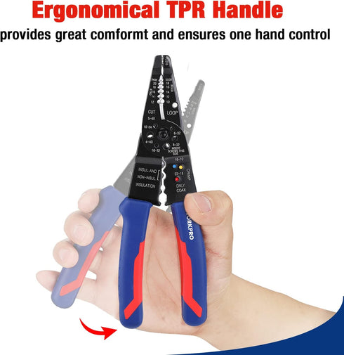 WORKPRO 8-Inch Wire Stripper, Multi-Tool Wire Cutter for Stripping, Cutting & Crimping, W091033AE