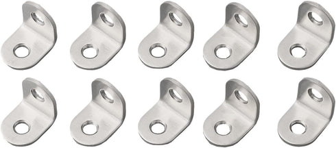 HanOaki 10 90 Pieces Stainless Steel L Shape Degree Brackets for Corner Reinforcement in Wood Furniture, Shelves