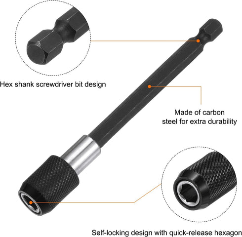 2pcs 100mm Magnetic Screwdriver Bits Holder, Quick Release Drill Bit Chuck Adapter with 1/4" Hex Shank