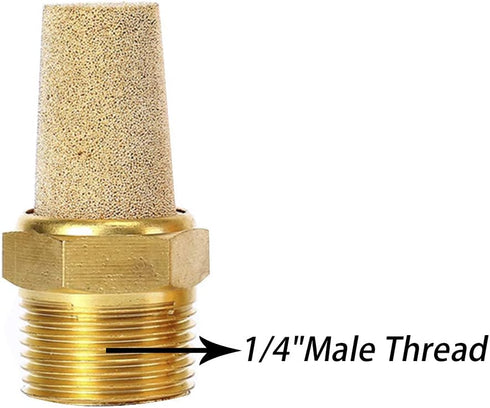 Quickun Air Pneumatic Mufflers, 1/4" Male Thread Sintered Bronze Exhaust Muffler Silencer (Pack of 3)