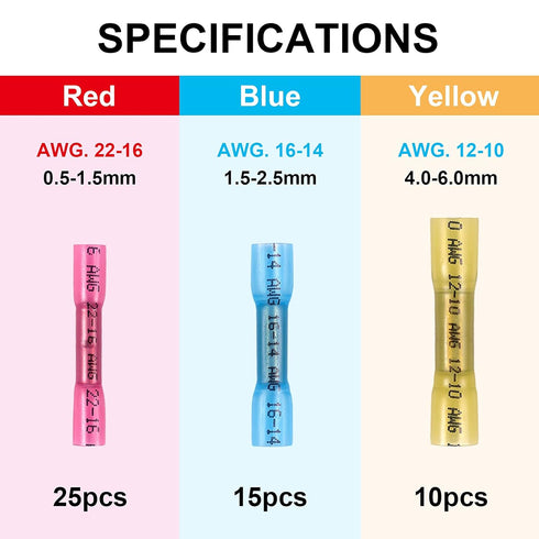 ZhiYo Heat Shrink Butt Connectors Kit, Insulated Waterproof Marine Automotive Wire Crimp Terminals