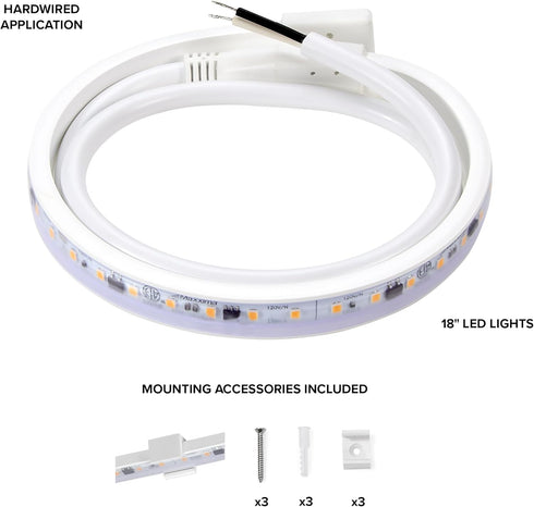 18 690 3000K 120V Maxxima in. Hardwired LED Under Cabinet Strip Light, Lumens, Warm White, Kitchen and Living Room