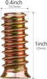40Pcs Anwenk 1/4"-20 x 25mm Furniture Screw-in Nut, Threaded Wood Inserts with Hex Spanner