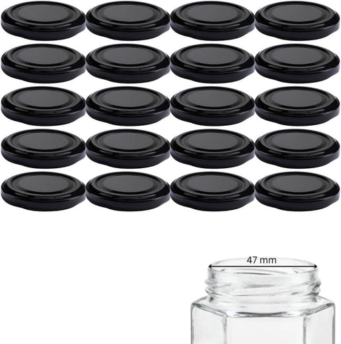 mikken Twist-Off Jam Jars Diameter 6 cm Pack of 20 Black