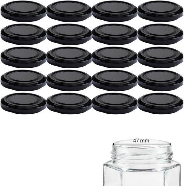 mikken Twist-Off Jam Jars Diameter 6 cm Pack of 20 Black