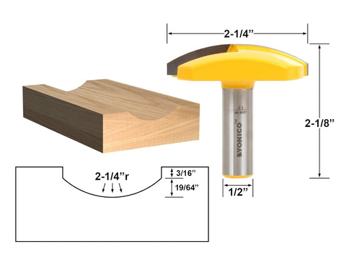 YONICO Horizontal Crown Router Bit, 2-1/4-Inch Radius, 1/2-Inch Shank, 16182