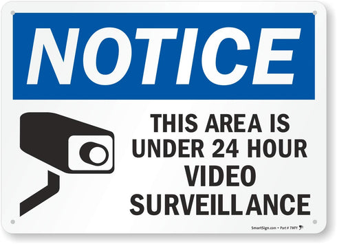 SmartSign - U1-1002-NP 10" x 14" Notice - This Area Is Under 24 Hour Video Surveillance Sign