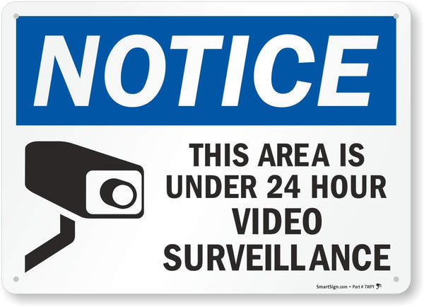 SmartSign - U1-1002-NP 10" x 14" Notice - This Area Is Under 24 Hour Video Surveillance Sign