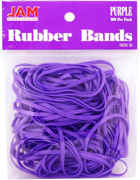 JAM PAPER Colorful Rubber Bands, Size 33, Purple, 100/Pack
