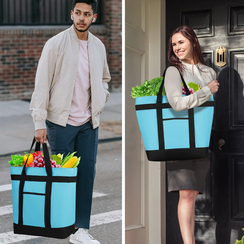 CIVJET Commercial Insulated Reusable Tote Bag for Grocery Shopping for Women/Men, Pizza/Food Delivery Bag to Keep Food