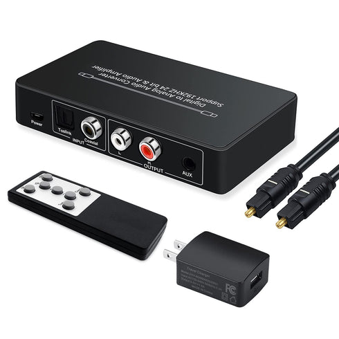 Dingsun Optical to RCA Converter, Digital to Analog Audio Converter with Volume Control, Remote Included