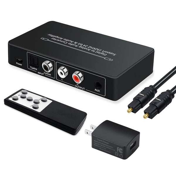 Dingsun Optical to RCA Converter, Digital to Analog Audio Converter with Volume Control, Remote Included