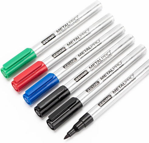 ZEYAR Permanent Marker Pens, Extra Fine Tip (1mm), Waterproof & Smear Proof Ink, Quick Drying, 3 Black, 1 Red, 1 Green,
