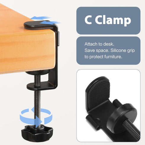Desk Organizer with Clip-on Cup Holder, Pencil Holder, Phone Holder for Beverages and Accessories at Home Office