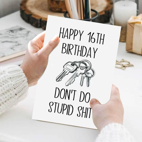 MOROLURU 16th 16 16th Funny Birthday Card for Boys Girls, Humorous Year Old Birthday Card Gifts for Him Her, Sweet Bday