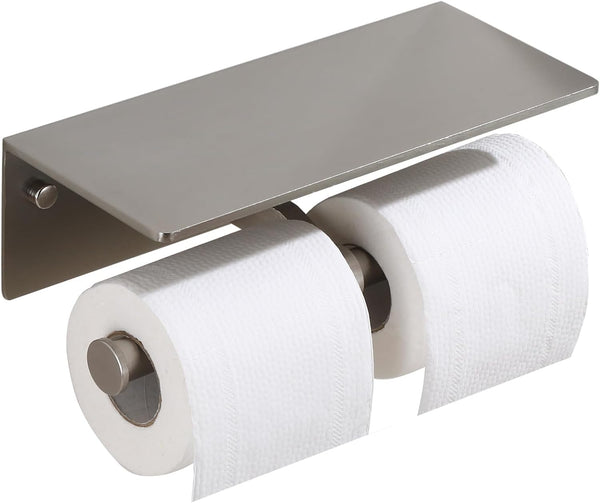 TOPGHIP Toilet Paper Holder - Double Rolls Toilet Tissue Holder with Phone Shelf