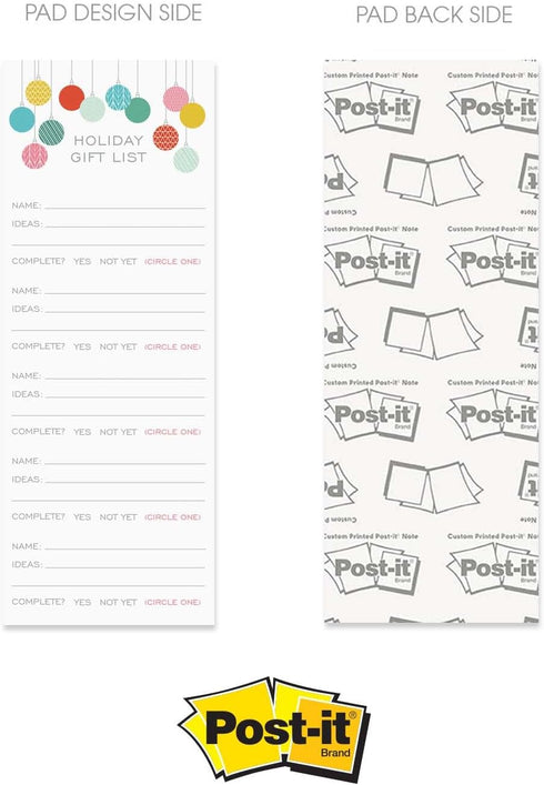 Modern Holiday Gift Checklist Set of 3 Colorful Christmas Note Pads, 3" x 8", 50 Sheets Per Pad, Made in USA