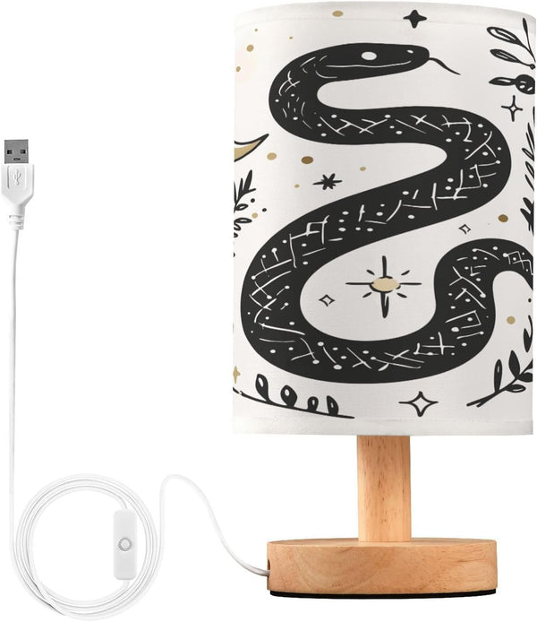 ALAZA Bedside Table Lamp for Bedroom Snake Leaves Nightstand LED Light Lamps