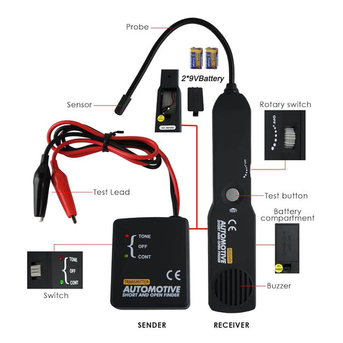 Generic EM415 6-42V Cable Tracker Electrical, PRO Automotive Short & Open Finder, Wire Tracer with Flexible Probe, DC