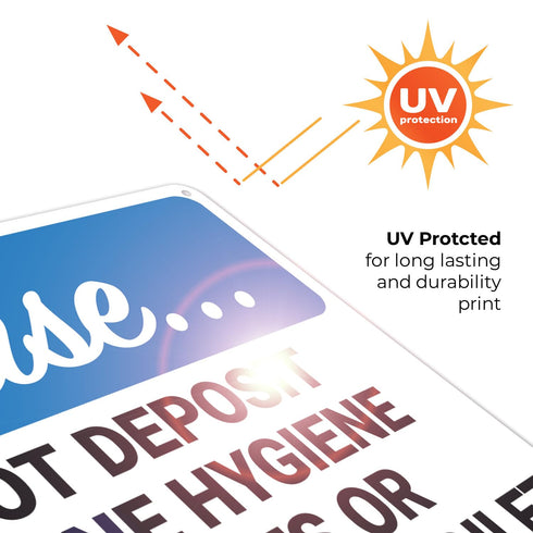 10x14 Inches, .040 Please Do Not Deposit Feminine Hygiene Products Or Baby Wipes in Toilet Sign, Rust Free Aluminum