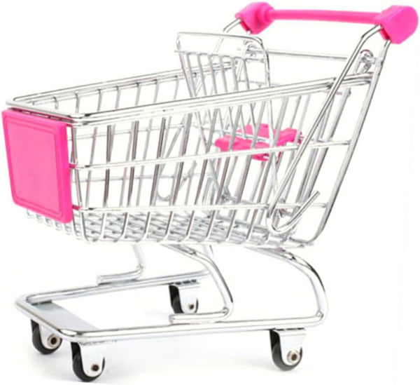 Rolling Mini Shopping Cart Mini Storage Organizer Office Basket Metal Hard Plastic