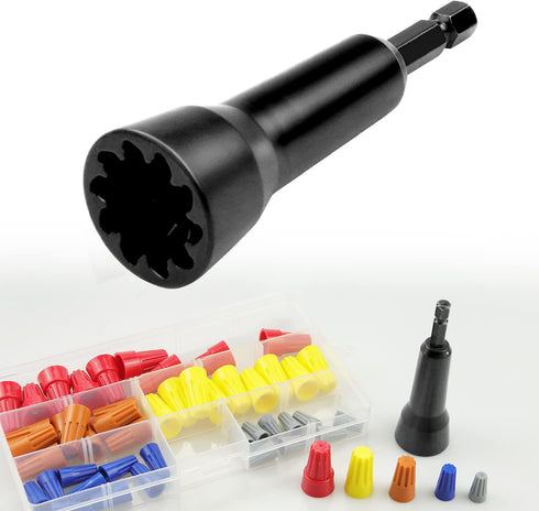 Wire Twisting Spinner, Spin-Twist Wire Connector Socket with 1/4" Chuck, Black