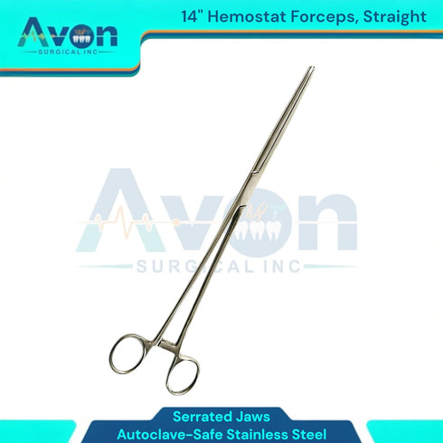Avon Surgical (14 Inches) Pean Forceps Hemostats - with Straight Serrated Jaws & Ratchet Locking Handle | Multi-Purpose