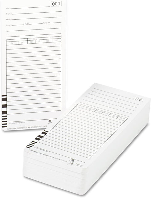 Acroprint 099111000 Es1000 100/Pack Time Card for Electronic Totalizing Payroll Recorder