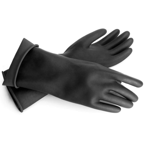 Long Rubber Gloves Heavy Duty - Thick Chemical Resistant, Waterproof Cleaning, 18" Black Dishwashing Gloves, Large, 1