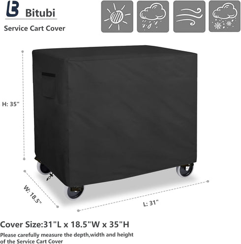 500-Pound 35''L 18.5''W 31''H(Black) Bitubi Service Cart Cover for Capacity Service Utility Cart,Heavy Duty Waterproof