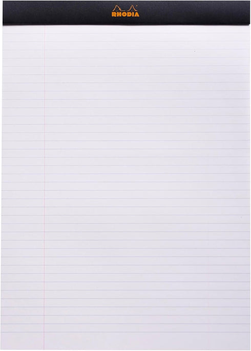 Rhodia Staplebound Notepads - Lined w/3 Hole Punch for Binders - 80 sheets - 8 1/4 x 11 3/4 in. - Black cover by Rhodia