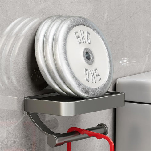 DGYB Bathroom Toilet Paper Holder Wall Mount Grey Paper Towel Holder with Shelf Rustproof & Multifunctional