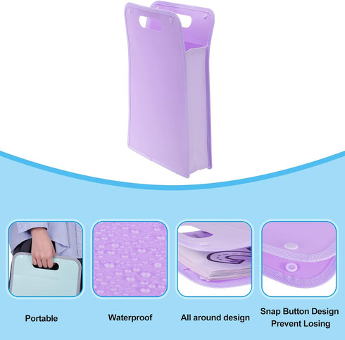 PATIKIL Expanding File Folder, A4 Size Plastic Accordion Files Organizer with Snap Button for Office Business, Purple