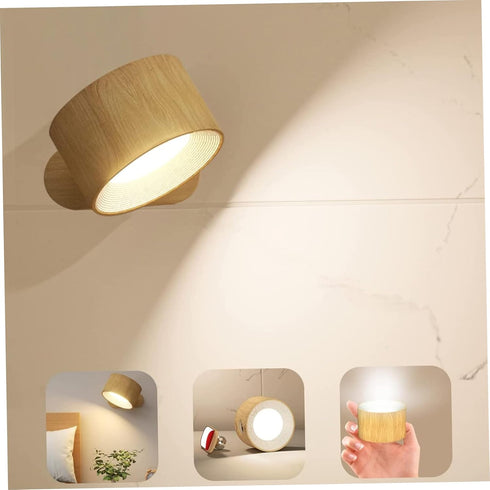 Ginwrek 360 Cordless Wall Lamp Stick on Wall Sconce USB Rechargeable Rotating Magnetic Mounted Lamp Portable Cordless