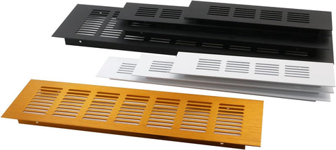 Geesatis 2 Pcs Black Louvered Ventilation Grille Air Vent for Cabinet Shoe Cabinet Hardware, 9.8 x 3.1 inch