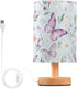 ALAZA Bedside Table Lamp for Bedroom Purple Butterfly Floral Nightstand LED Light