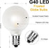 SUNSGNE 25 Pack G40 Led Replacement Light Bulbs, E12 Screw Base Shatterproof LED Globe Frosted Bulbs Light for Indoor Outdoor String Lights, 0.6watt Equvalent to 5watt Incandescent Bulbs, Warm White by SUNSGNE