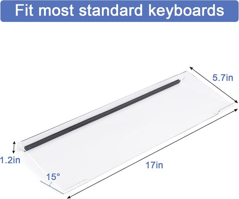 BOOMIBOO 17 5.7 Inch Clear Acrylic Tilted Computer Keyboard Holder for Ergonomic Typing, Keyboard Stand with Silicone
