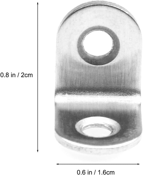 Eliseo 100 Pack Stainless Steel 90 Degree Angle L Shaped Bracket,Corner Brace Joint Bracket Fastener, 20mm x 20mm x 16mm,Silver Tone, Round End, 2 Holes, Metal