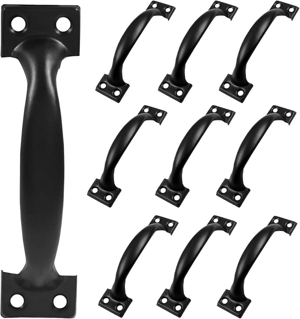 10 Pcs 4 Metal Door Handles, Vintage Barn Door Pulls for Furniture Cabinets Kitchen Drawer Dresser Gate - Black