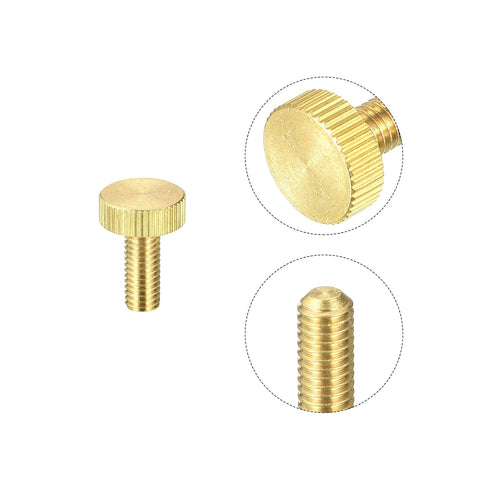 uxcell 10Pcs M6x16mm Knurled Thumb Screws, Flat Brass Bolts Grip Knobs for PC, Electronic, Mechanical
