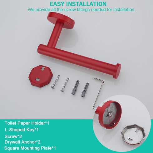 SUS304 6 inch Washroom,Drilling,96006-6RED Red Toilet Paper Holder Stainless Steel, Modern Round Tissue Roll Holders